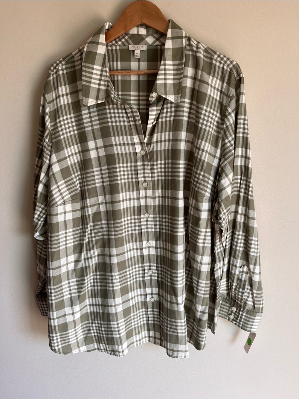 Talbots Women’s NEW Classic Plaid Button Front Shirt 100% Cotton Size 3X